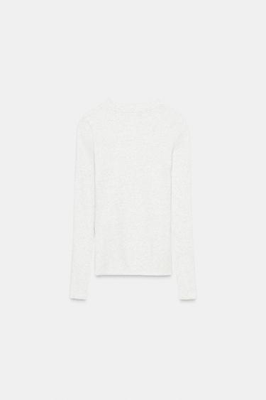 LONG SLEEVE RIBBED T-SHIRT - Grey marl by Zara - Image 4