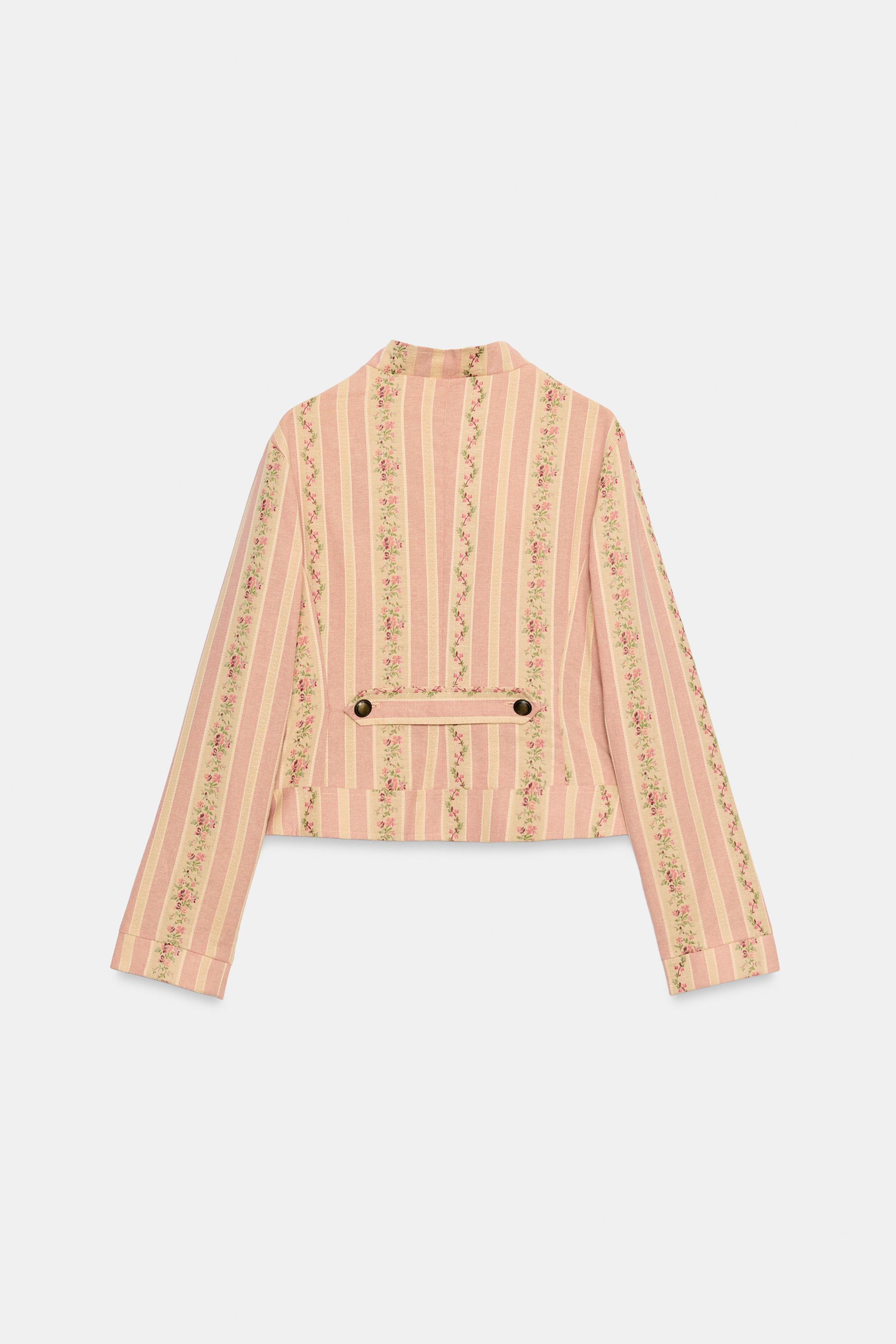 STRIPED FLORAL JACQUARD JACKET