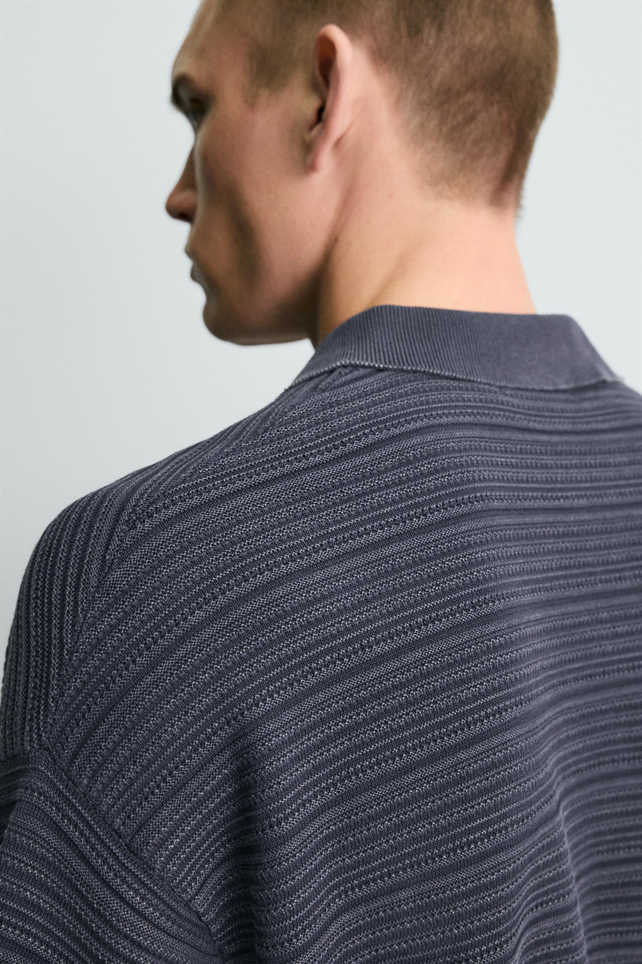 POLO EN MAILLE DÉLAVÉE COUPE DÉCONTRACTÉE