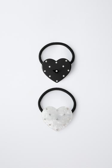 LOT DE DEUX CHOUCHOUS CŒUR BRILLANTS - Noir de Zara - Image 3