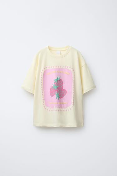 Zara FRUIT PRINT T-SHIRT - Yellow
