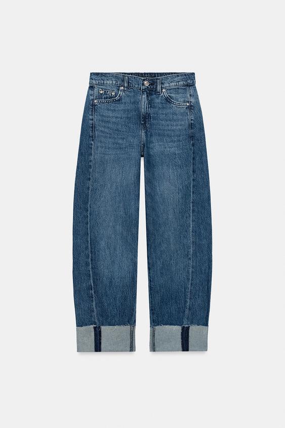 JEAN Z1975 BAGGY TAILLE NORMALE BAS À REVERS - Bleu de Zara - Image 6