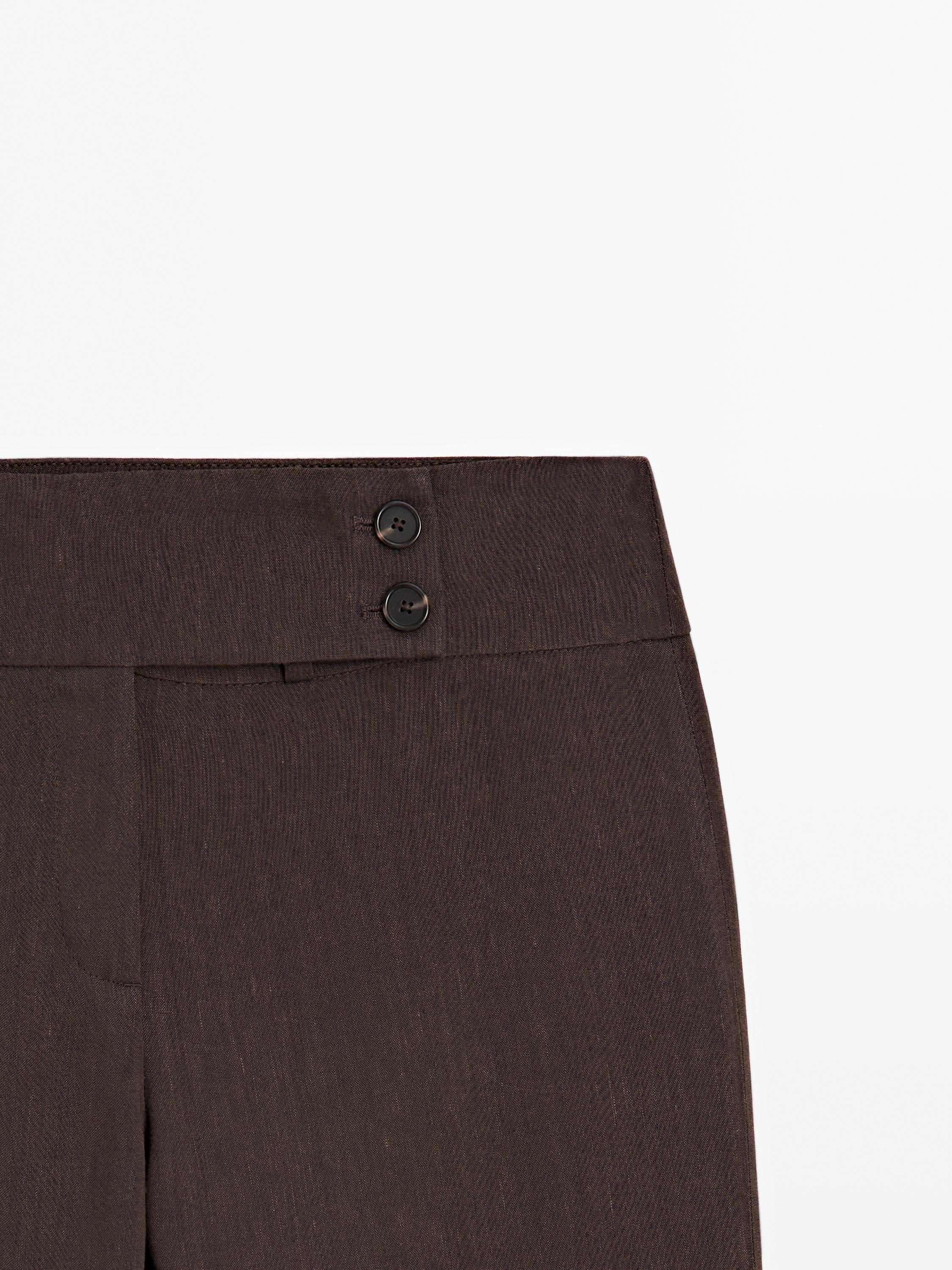 Pantalon regular fit taille moyenne élastiqué