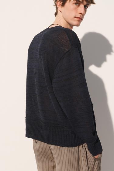 PULL COUPE DÉCONTRACTÉE À FLEURS - Bleu marine de Zara - Image 2