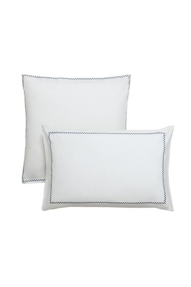 PILLOWCASE WITH EMBROIDERED BORDER - Oyster-white by Zara
