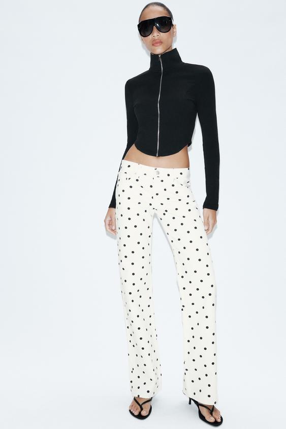 JEANS TRF WIDE LEG TIRO BAJO LUNARES - único de Zara - Imagen 0