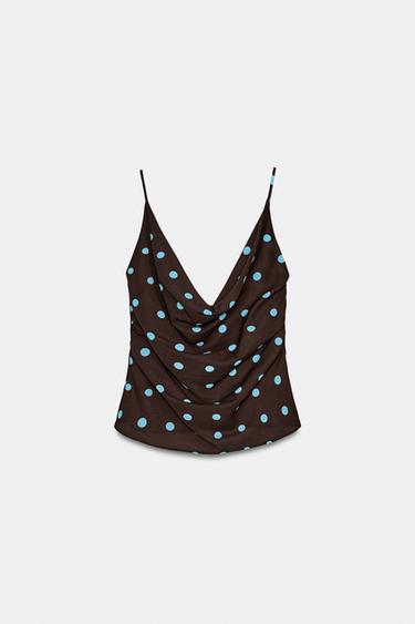 FLOWING DOTS TOP - Brown-Blue by Zara - Image 0