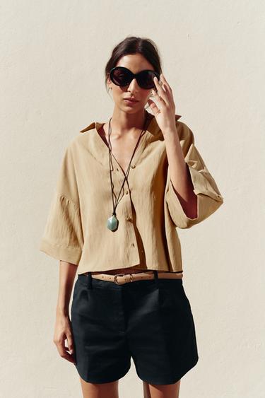 CHEMISE MANCHES COURTES LARGES - Camel moyen de Zara