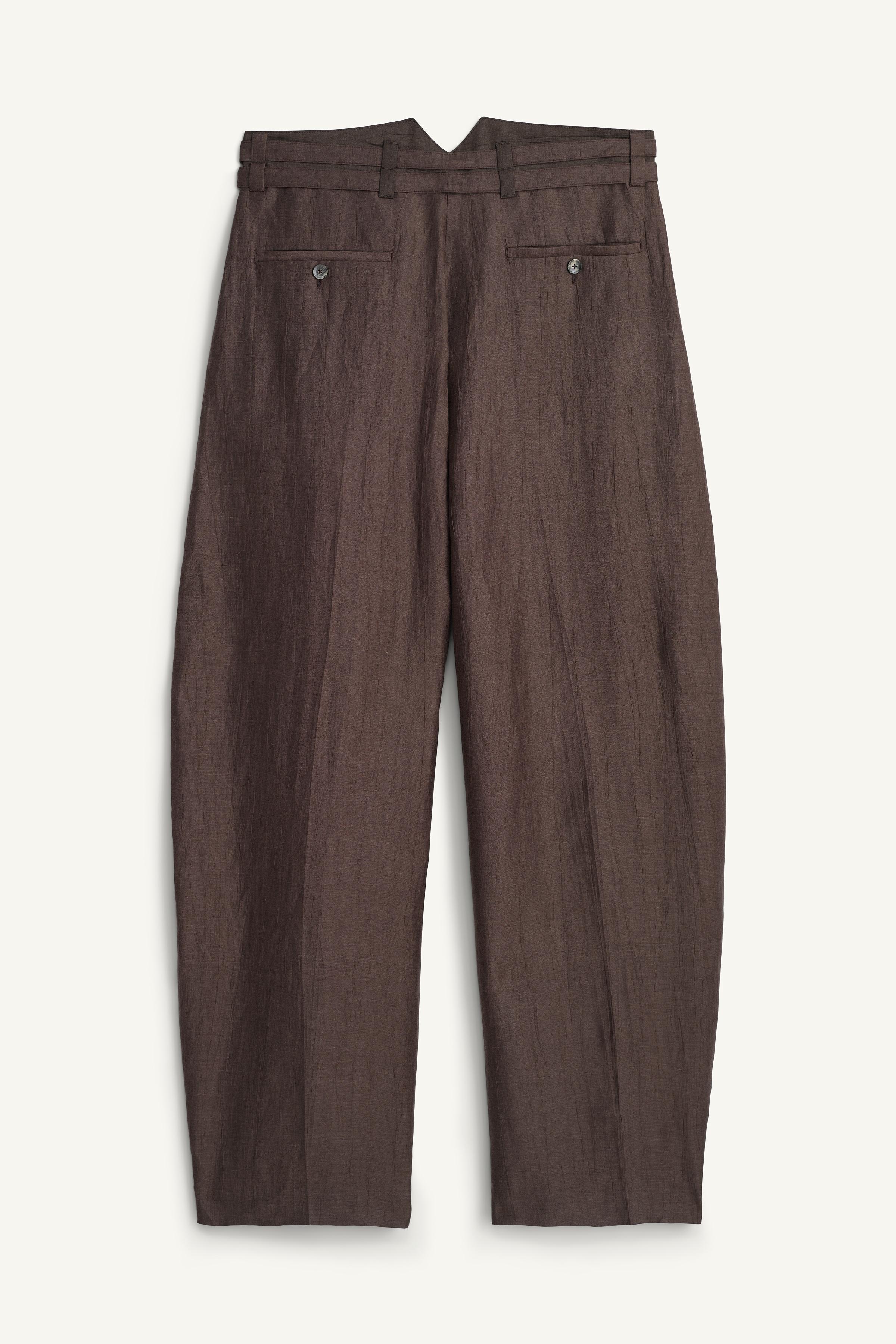 WIDE FIT BELTED PANTS