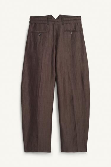 WIDE-LEG TROUSERS WITH BELTS - Brown / Taupe by Zara - Image 5