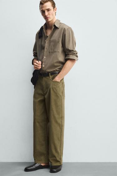 PANTALON BALLON FIT EN VELOURS CÔTELÉ - Kaki de Zara - Image 5