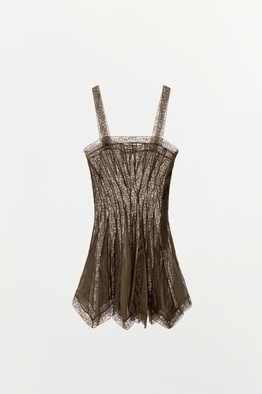 ROBE À BRETELLES AVEC DENTELLE LIMITED EDITION - Kaki de Zara - Image 3