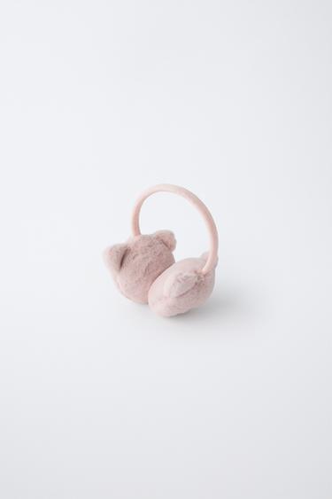 FAUX FUR MOUSE EARMUFFS - Pink by Zara