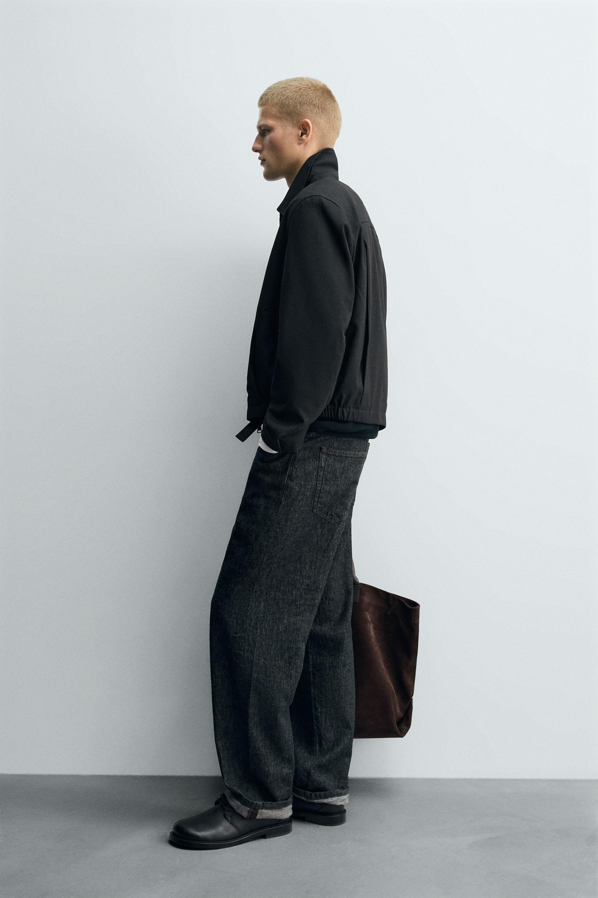 RELAXED FIT HERRINGBONE JACKET - Black | ZARA United States