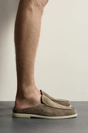 MOCASÍN PIEL DESTALONADO - Gris Topo de Zara - Imagen 0