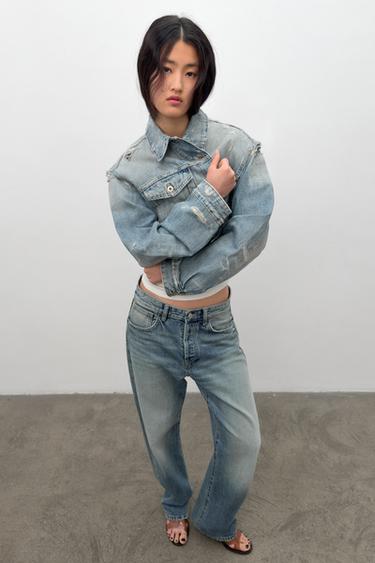 BLOUSON EN JEAN TRF DÉCHIRURES - Bleu de Zara