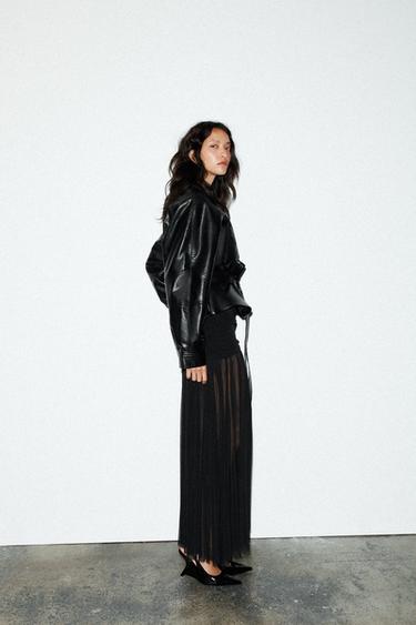 BLOUSON EN MATIÈRE SYNTHÈTIQUE PEPLUM - Noir de Zara - Image 2