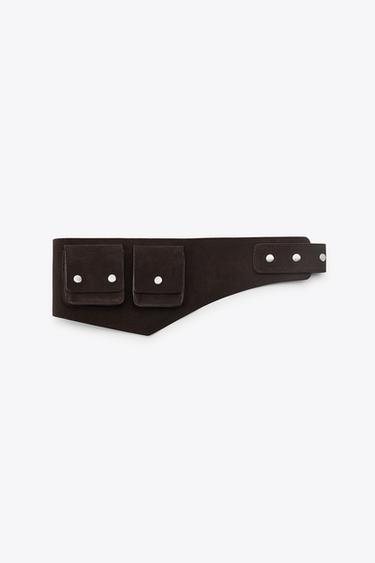CEINTURE BANDEAU EN CUIR AVEC POCHES - Chocolat de Zara - Image 2