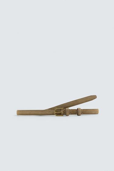 LIMITED EDITION LEATHER SPLIT SUEDE BELT - Beige by Zara
