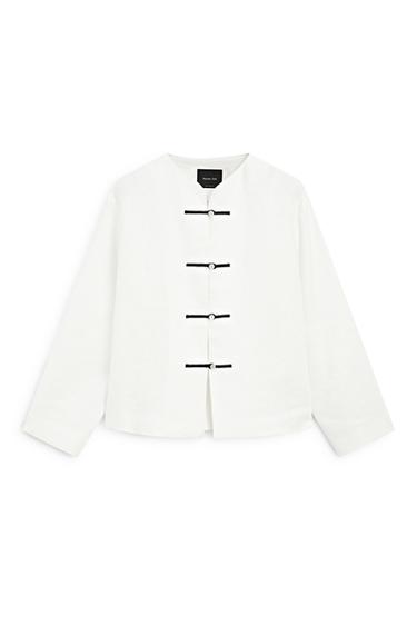 Camisa fluida detalle botones 100% lino - Blanco roto de Zara