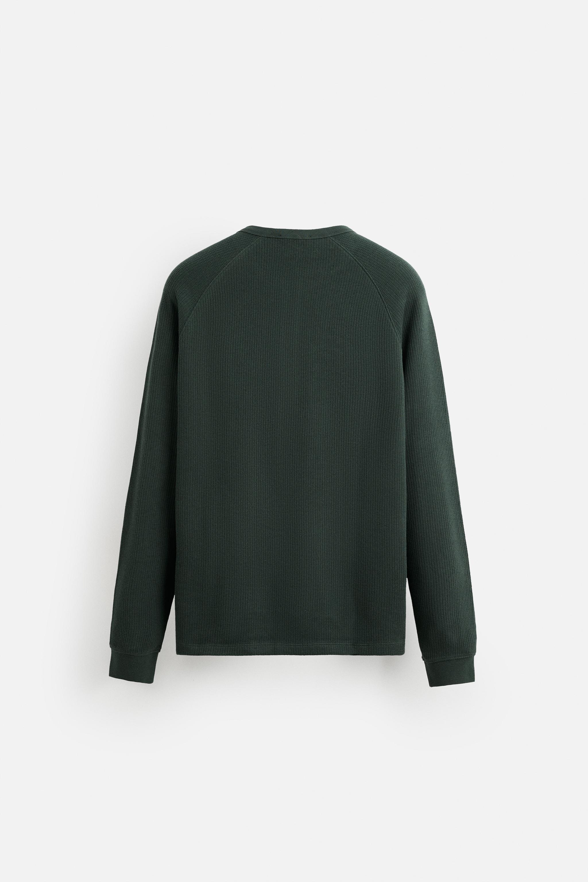 T-SHIRT WITH BUTTONED NECK - Dark green | ZARA Australia