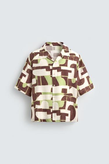 CAMISA ESTAMPADO ABSTRACTO - Marrón / Verde de Zara