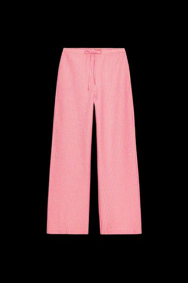 STRIPED WIDE-LEG TROUSERS - Pink by Zara - Image 0