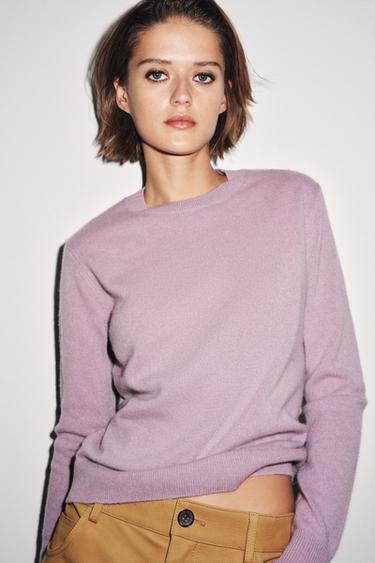 BASIC 100% CASHMERE SWEATER - Light lilac by Zara