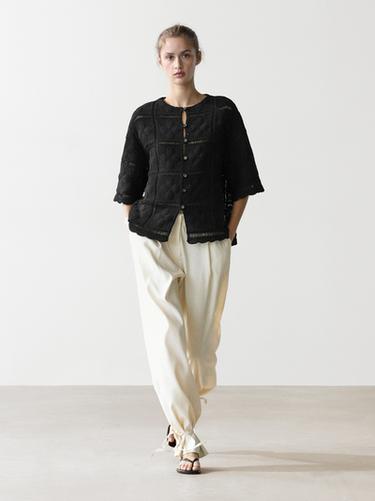 Chaqueta punto calado crochet - Negro de Zara