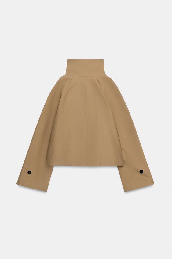 ZW COLLECTION SHORT TRENCH COAT WITH STAND COLLAR - Beige by Zara - Image 7