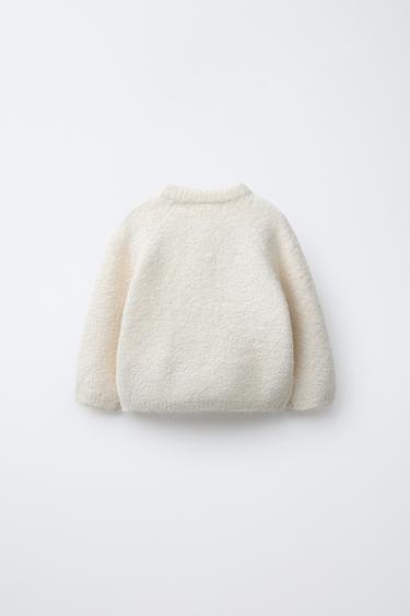 BOUCLÉ FLORAL CARDIGAN - Ecru by Zara - Image 1