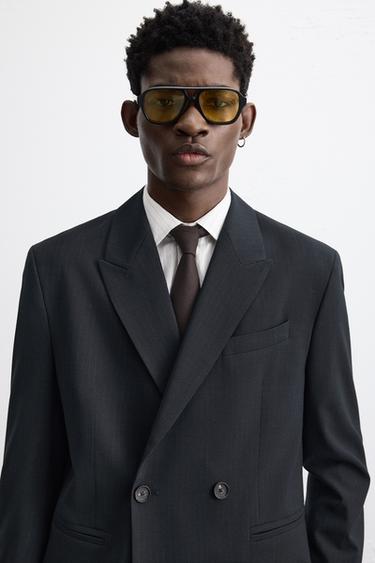 PINSTRIPE SUIT BLAZER - Navy blue by Zara - Image 4
