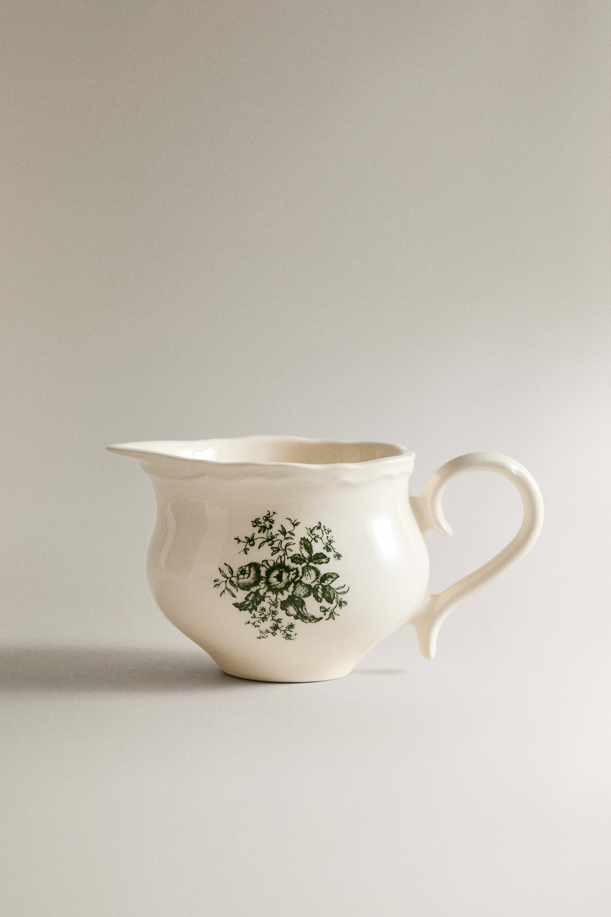 FLORAL EARTHENWARE CREAM PITCHER