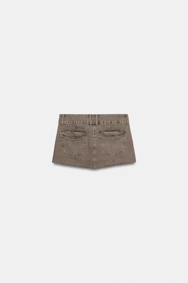 MINI JUPE EN DENIM TRF COULEUR - Marron de Zara - Image 4