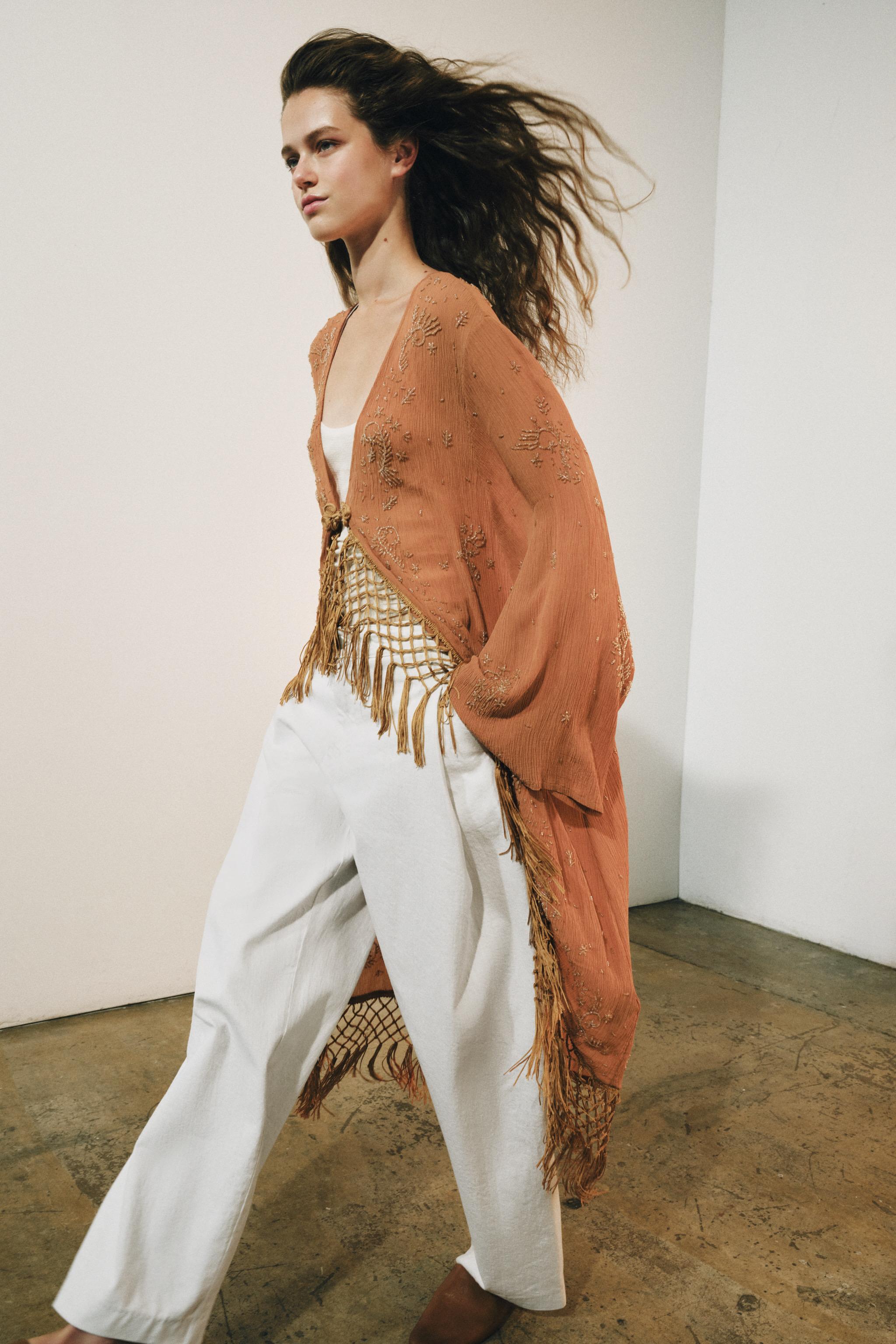 ZW COLLECTION EMBROIDERED KAFTAN — Brick
