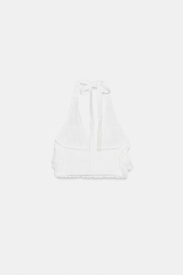 TOP HALTER VOLANTS - Blanc de Zara - Image 7