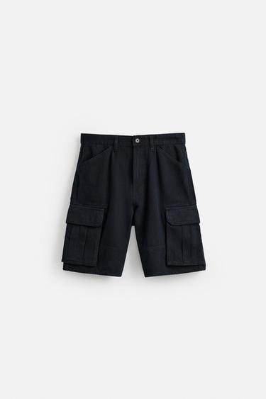 COTTON-LYOCELL CARGO BERMUDA SHORTS - Dark navy by Zara - Image 6