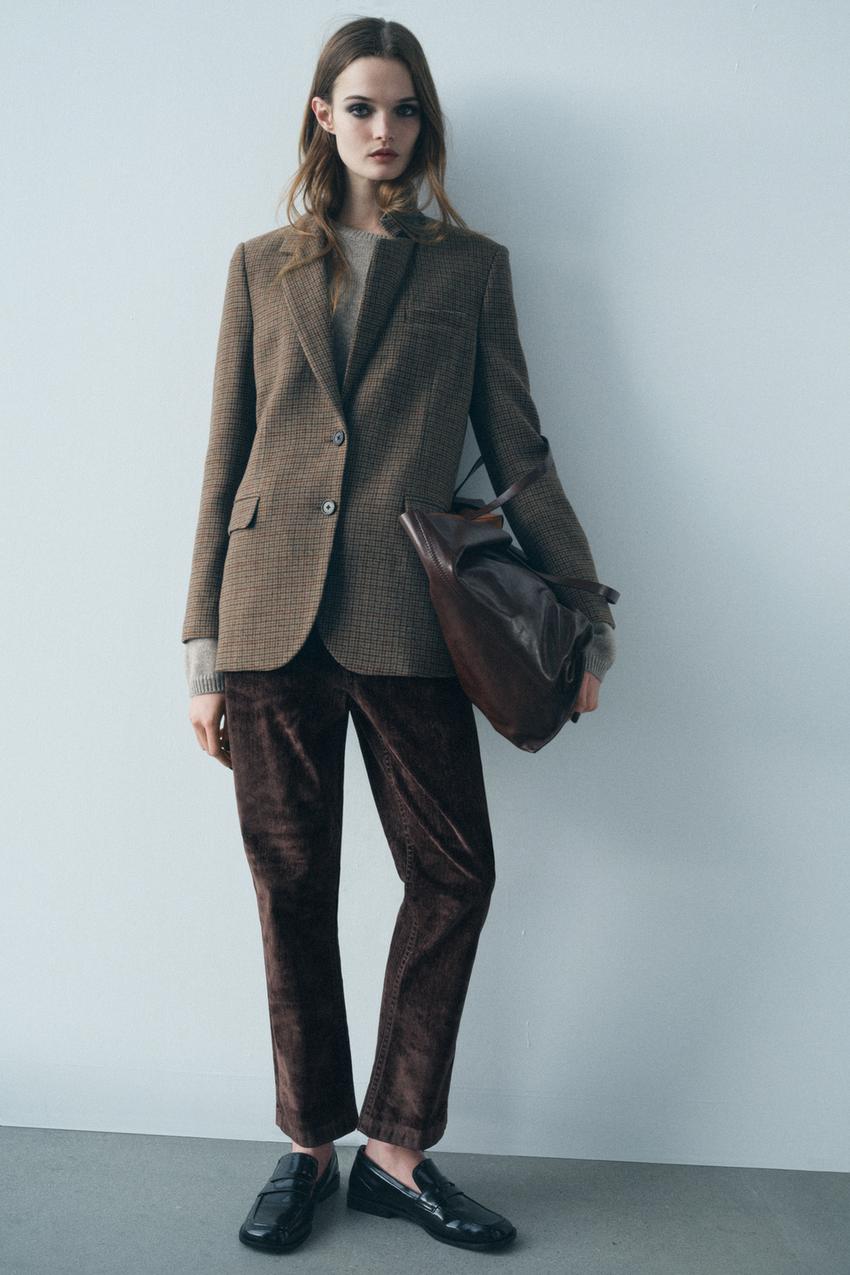 チェック柄ウールブレザー ZW COLLECTION - ブラウン | ZARA Japan / 日本
