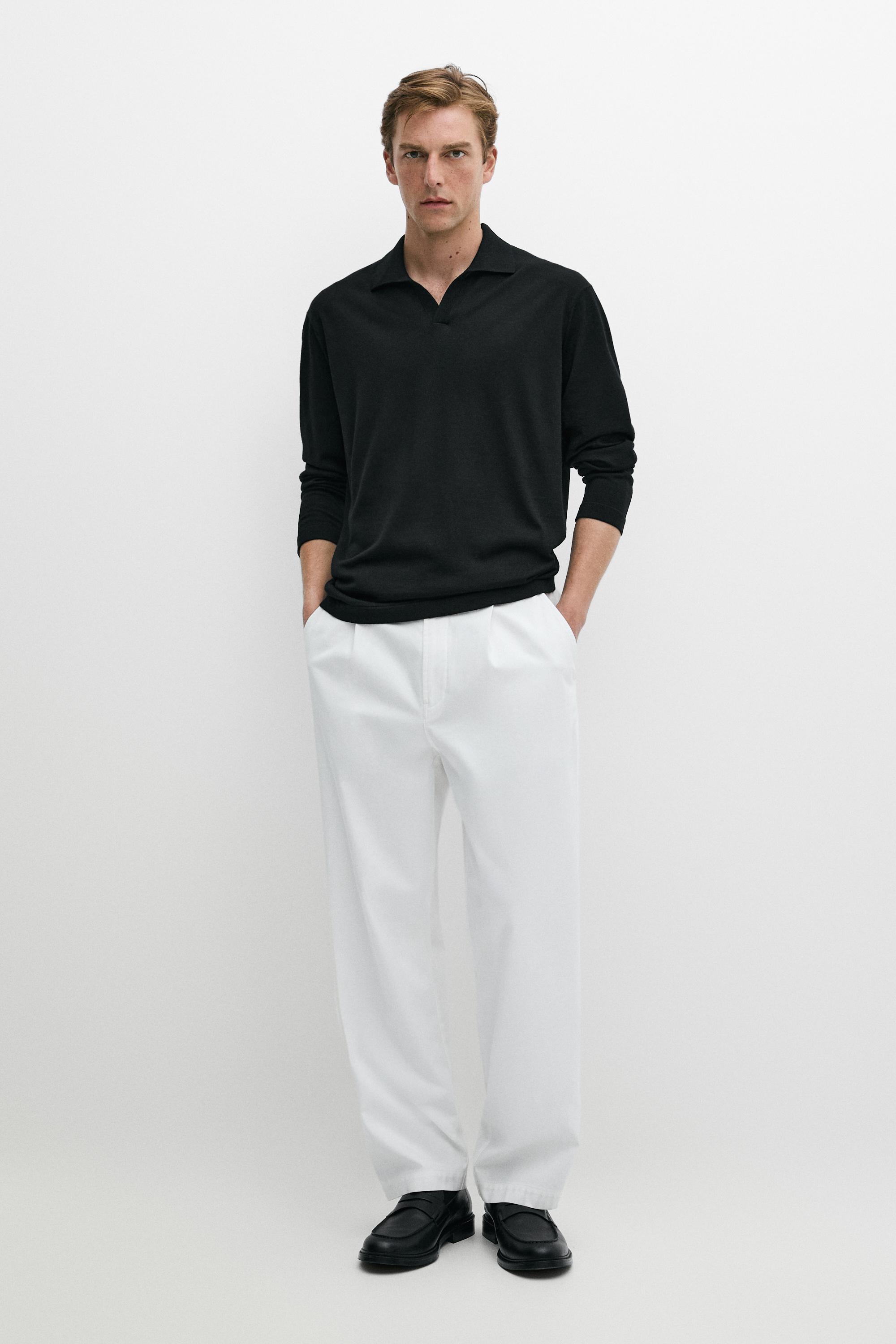 100% merino wool knit polo sweater
