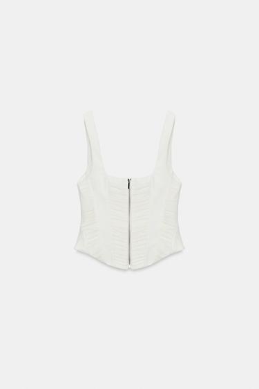 CORSETRY-INSPIRED TOP WITH TULLE - Oyster-white by Zara - Image 5