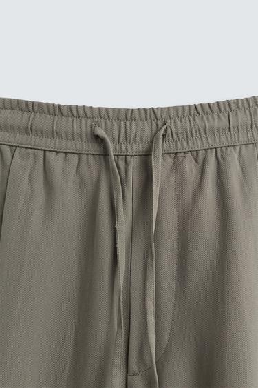 RELAXED FIT FLOWING TROUSERS - Light khaki by Zara - Image 7