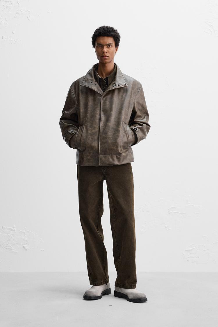 LIMITED EDITION LEATHER EFFECT JACKET - Brown | ZARA United Kingdom