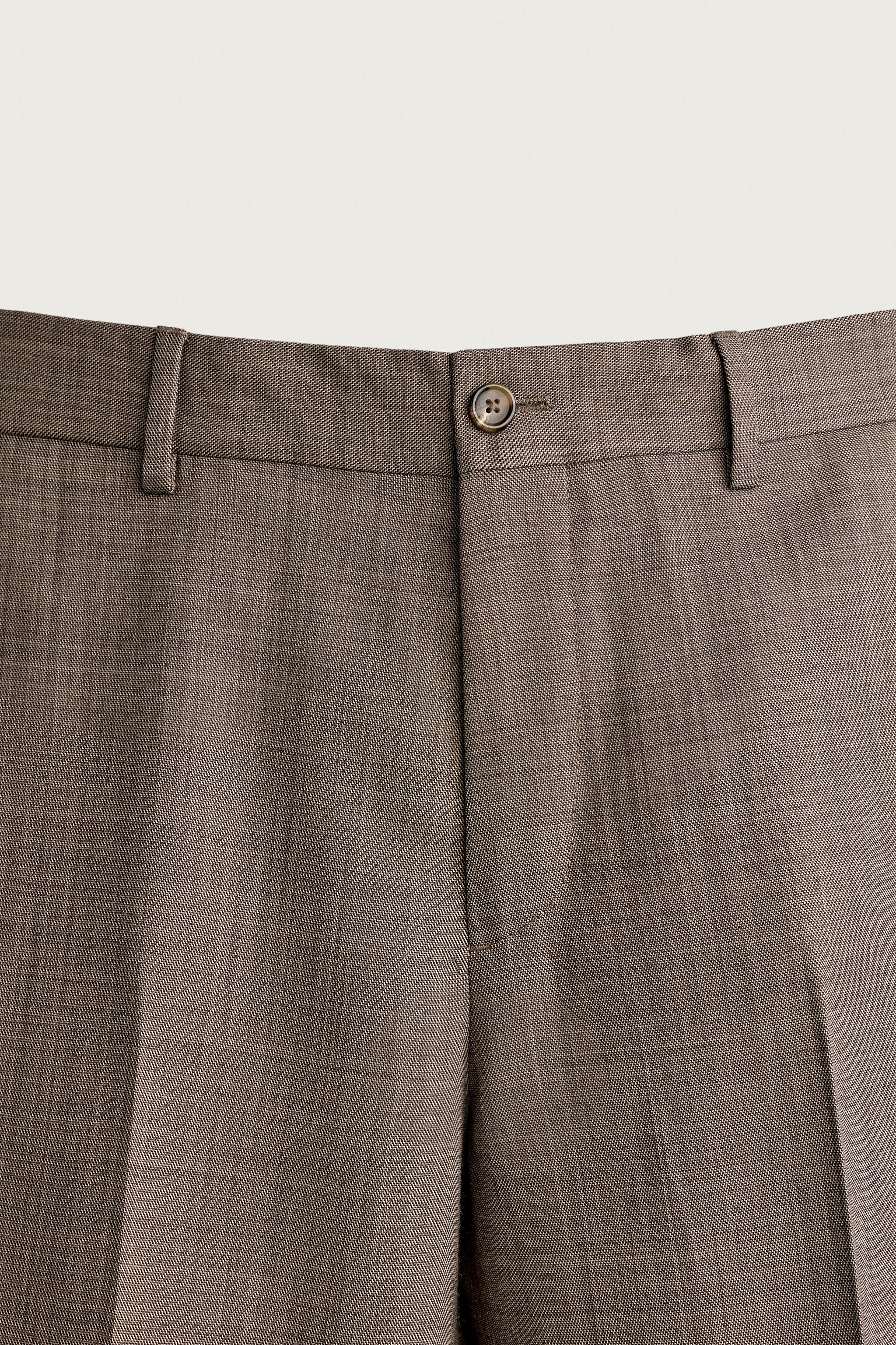 TEXTURED WOOL SUIT PANTS