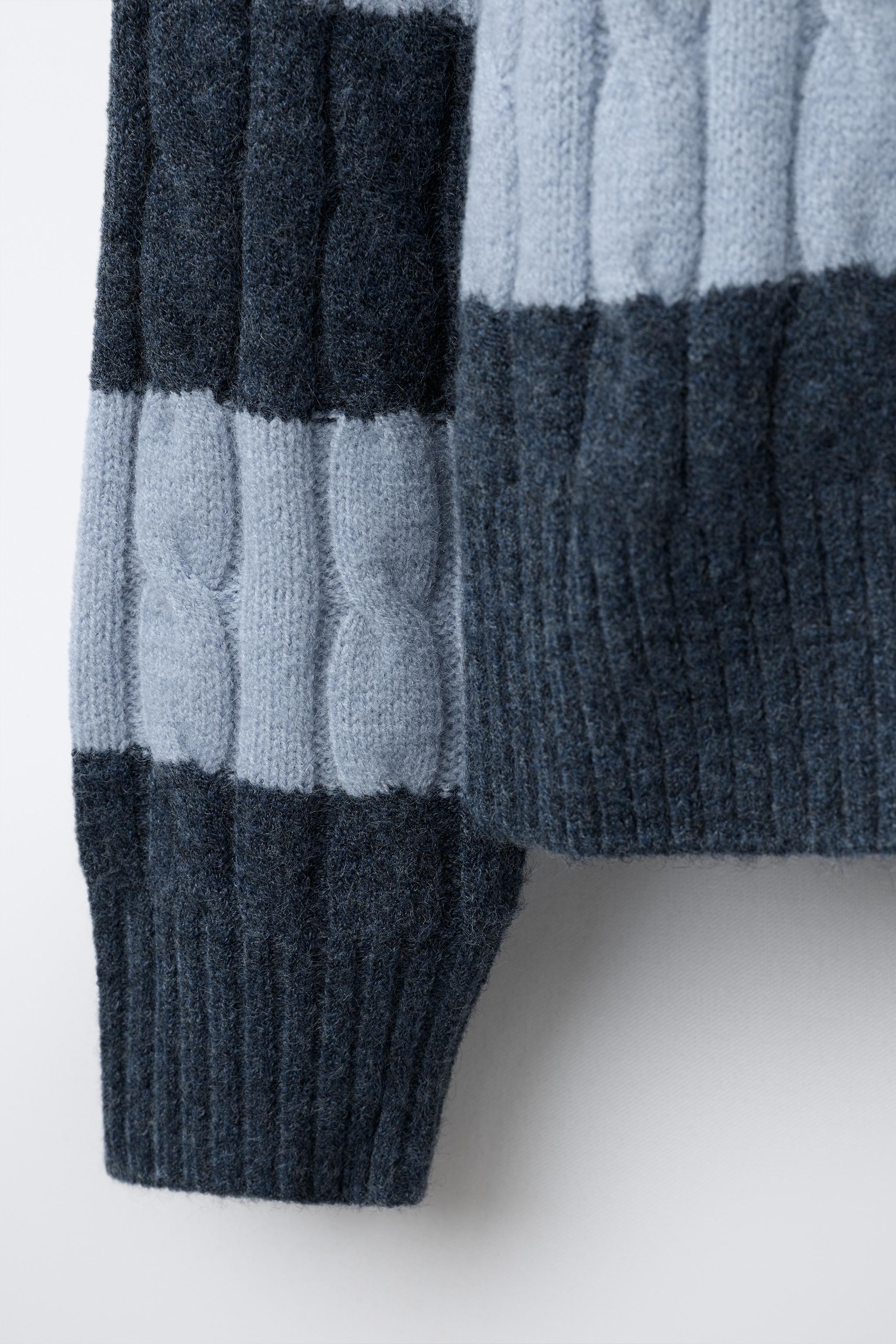 CABLE KNIT STRIPED POLO JUMPER