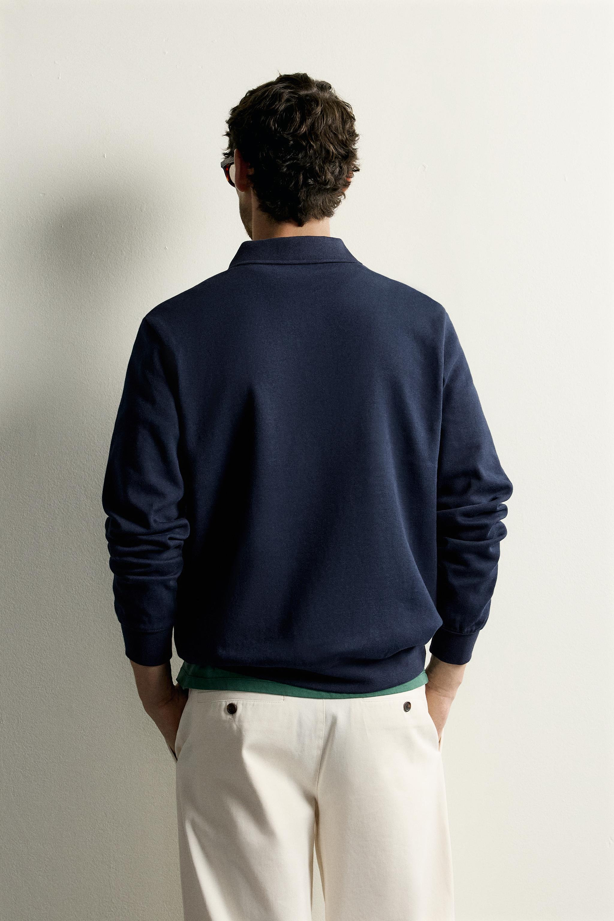 ZIP-UP INTERLOCK POLO SWEATSHIRT