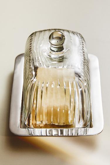 GLASS AND STAINLESS STEEL BUTTER DISH - Silver by Zara