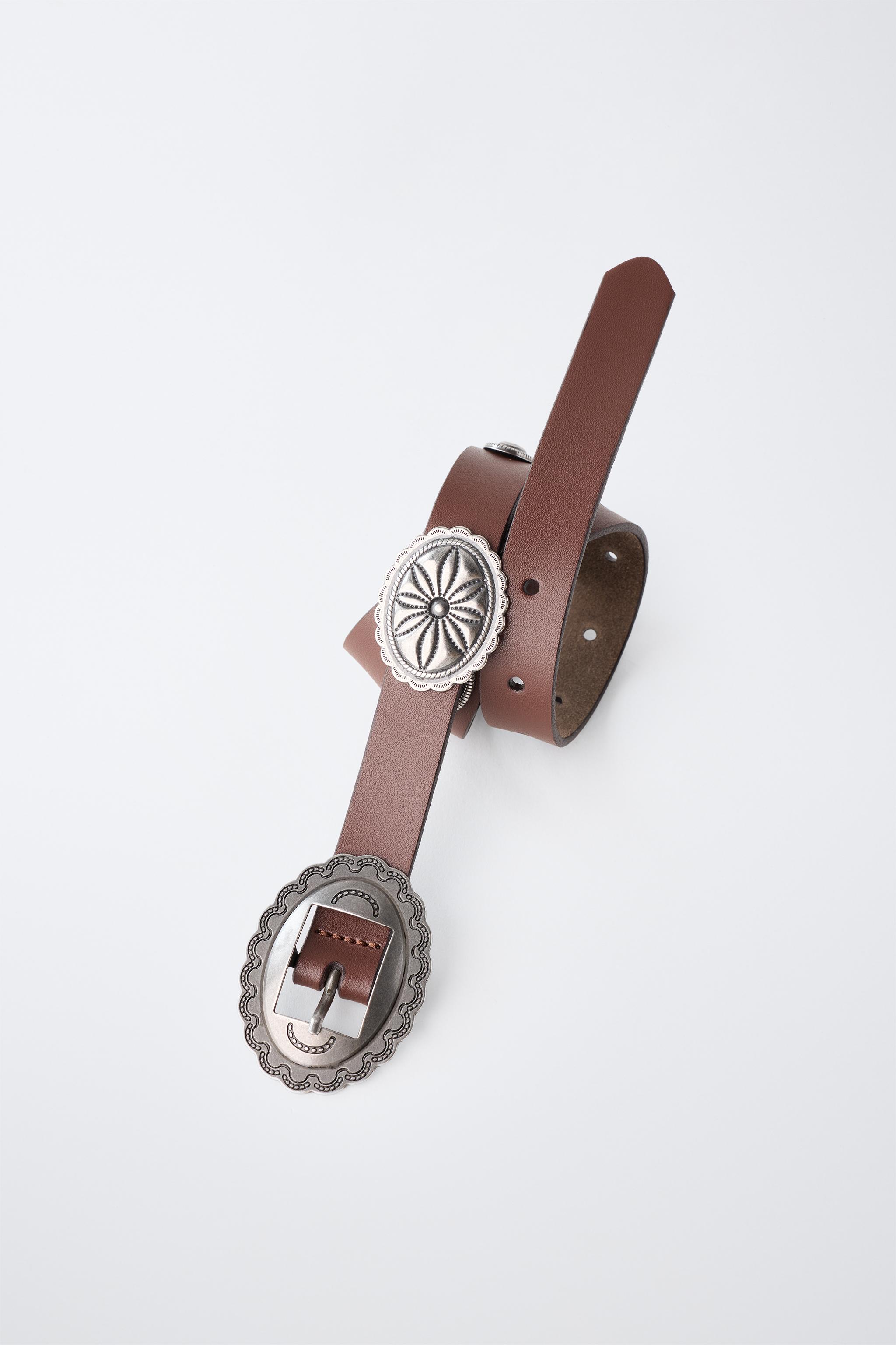 CEINTURE 100% CUIR À FORMES MÉTALLIQUES
