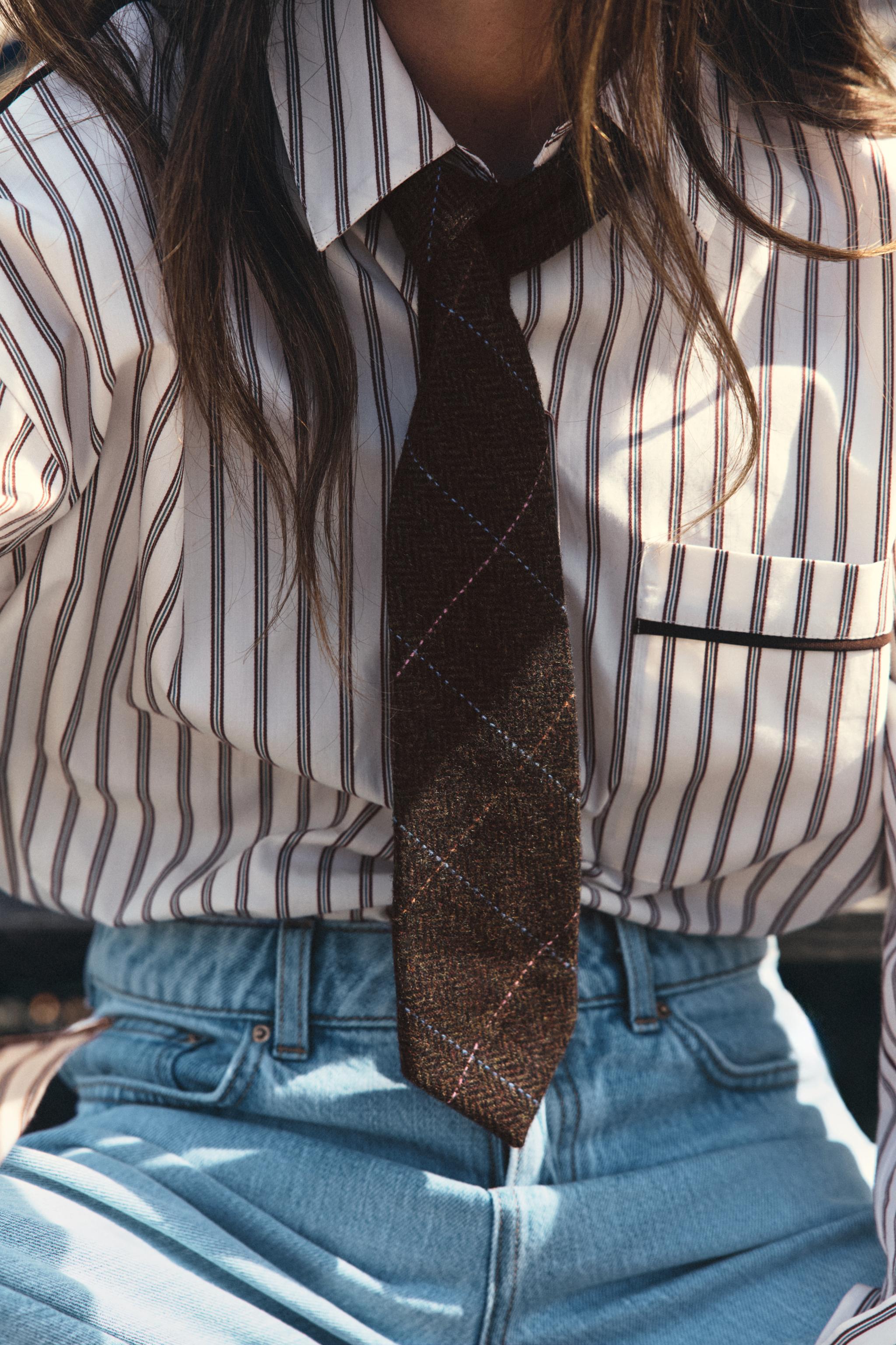 WOOL BLEND HERRINGBONE TIE