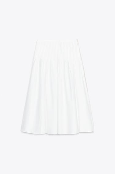 FALDA MIDI PLIEGUES - Blanco de Zara