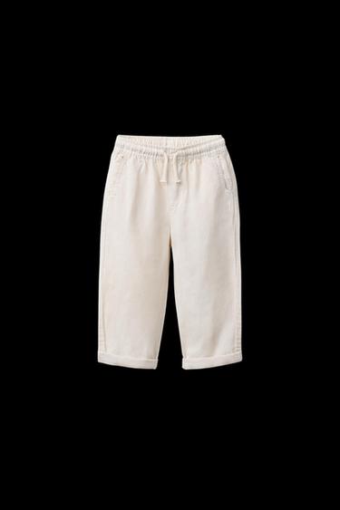 GERADE GESCHNITTENE HOSE MIT LEINEN - Cremefarben von Zara - Bild 0